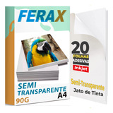 Adesivos Vinil Semi Transparente Jato Tinta A4 20 Folhas