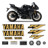 Adesivos Yamaha Yzf 1000 R 2010 Dourado Moto Preta Completo