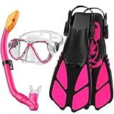 Adicop Conjunto De Máscara Infantil Com Snorkel Para Meninos E Meninas De 3 A 7 Anos Com Máscara De Snorkel Panorâmica óculos De Mergulho Snorkel Seco E Nadadeiras Ajustáveis Para Mergulho Livre