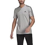 Adidas Camiseta Masculina Essentials Com 3 Listras Preto Branco PP Cinza Médio Mesclado P