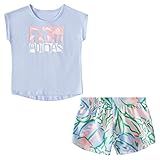 Adidas Conjunto De 2 Peças De Camiseta E Estampa Completa De Tecido Esportivo Para Bebês Meninas Blue Dawn 6M