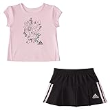 Adidas Conjunto Esportivo Esportivo De Manga Curta E Saia Plissada Para Bebês Meninas Rosa Transparente 24M