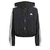Adidas Jaqueta Corta Vento Feminina Essentials Com 3 Listras Preto Branco P