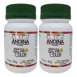 Adoçante Em Pó Stévia 100 Natural Color Andina Kit X2 Unidades 40g Sem Sabor Residual