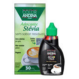 Adoçante Stevia Líquido 100 Natural Color Andina Food 30ml Sem Sabor Amargo Sem Glúten