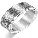 Adreamz Anel Com Padrão De Placa De Circuito De Computador Preto-prata-azul De 8 Mm - Anel Giratório Para Homens- Anel De Aço Inoxidável Preto Para Alívio Da Ansiedade- Anel De Casamento Programador-