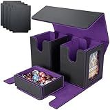 AFIING Caixa De Armazenamento De Cartões MTG Commander Serve Para 200 Cartas De Manga Dupla Estojo De Baralho 3 Em 1 Organizador De Cartões De ímã Forte Para Magic Commander TCG CCG 4 Divisórias