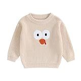 Afunbaby Suéter De Malha Para Bebês Meninas E Meninos Pulôver Moletom Quente Gola Redonda Manga Longa Tops Para Bebês Creme De Peru Tanksgiving 3 4 Anos