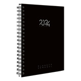 Agenda Planner Semanal 2024 Cores Spot Colors Preto Prata
