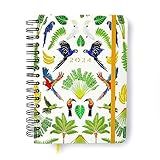 Agenda Planner Wire O 2024 Pássaros Diária A5 Floresta Tropical Branco Cicero