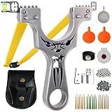 AGKCIHVEN Slingshot Tiro De Caça Para Adultos Conjunto Profissional De Estilingue Tático De Aço Inoxidável Com 1 Bolsa De Munição 9 Bandas Planas 4 Alvo E 100 Bolas De Munição Para Jogo De