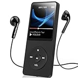 AGPTEK Leitor De MP3 A02S De 16 GB Com Rádio FM Gravador De Voz Reprodução De 70 Horas E Expansível Até 128 GB Preto