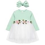 AGQT Vestido De Flor 3D Para Bebês Meninas Batizado Casamento Festa De Aniversário Vestido Tutu Tamanho 6M 3T 7318ma Manga Longa 3D Flor Verde Branco 2 3 Anos