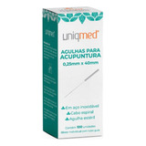 Agulha C aplicador Acupuntura Uniqmed 0 25 X 40mm 100 Unid