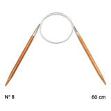 Agulha Circular Círculo De Tricô Bambu 60cm Leve Prática Cor 8 0mm
