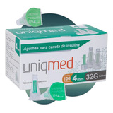 Agulha Para Caneta De Insulina Uniqmed 4mm X 32g C 100 Un