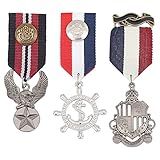 AHANDMAKER 3 Peças De Pino Pingente De Liga De 3 Estilos Broche De Bronze Antigo E Platina Acessório De Medalha Militar De Liga De Herói De Combate Medalha De Crachá Militar Para Mulheres Homens 