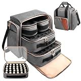 ahzske bolsa organizadora esmalte grande capacidade garrafas lampada portatil estojo ombro bolsas removiveis varios bolsos armazenamento