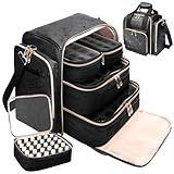 Ahzske Bolsa Organizadora De Esmalte Grande Com Capacidade Para 80 Garrafas 15 Ml Kit De Lâmpada De Unha Portátil Estojo De Ombro Com 4 Bolsas Removíveis Vários Bolsos Para Armazenamento De