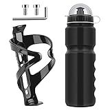Ainiv Gaiola De Garrafa De água Para Bicicleta Com Garrafa De Bicicleta Livre De BPA De 800 Ml Suporte De Garrafa De água Preto Brilhante Forte Suporte De Copo De Bicicleta Suporte De Garrafa De