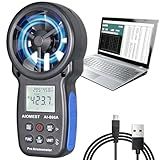 AIOMEST Anemômetro Hvac Cfm Medidor De Fluxo De Ar Portátil Medindo Velocidade Do Vento Velocidade Do Fluxo De Ar Volume De Ar De Teste Temperatura Umidade Testador Cfm Digital Ai 866A Com Sincro