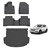 AIPOIL Conjunto De Tapetes E Forro Carga Para Hyundai Santa Fe Sport 2013-2018- Proteção Todas As Condições Climáticas- Em Tpe- Antiderrapante- Acessórios Automotivos Personalizados Completos - Pret