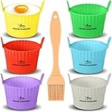 Air Fryer Ramekins Para Assar Copos De Silicone Premium De Grau Alimentício Tamanho Médio Conjunto De Utensílios Antiaderentes De Fácil Liberação Pacote Com 6 Para Ovos Muffins Cupcakes 