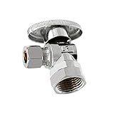 AIRISIN Válvula De Parada Angular De Latão De 1 4 De 1 27 Cm FIP In X 3 8 COMP Out Válvula De Desligamento De água Para Pia De água Banheiro Banheiro Cozinha Pacote Com 1
