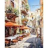 Ajepon Kit De Pintura De Cenário Por Números Kits De Pintura Urbana Por Números Para Adultos Kits De Pintura Por Números Em Tela Sem Moldura Pintura A óleo Tintas Acrílicas Para Decoração De Parede