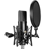 ALABS Microfone Para Podcast AC88 XLR Microfone Condensador Profissional De Estúdio Com Diafragma Grande De 25 Mm Montagem De Choque Filtro Pop Para Streaming Podcasting Vocais E Gravação 