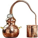 Alambique De Cobre 5L Kit De Fermentação Com Termômetro Tubo De Resfriamento Pote De Alambique Kit De Fabricação De Destilaria Caseira DIY Para Uísque Aguardente óleos Essenciais Hid