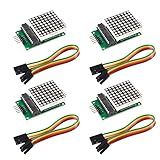 ALAMSCN Módulo Matriz De Pontos MAX7219 Módulo 8 X 8 Módulos De Display LED Para Microcontrolador Arduino Raspberry Pi Com Fios De 5 Pinos Vermelho Pacote Com 4 