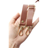 Alça 2cm De Couro Transversal Para Bolsas Mosquetão Dourado