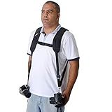 Alça Dupla Em Tecido Preta Para Cameras Dslr Profissionais E Amadoras