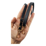 Alça Para Bolsas De Couro Legítimo 1cm Preta Dourada
