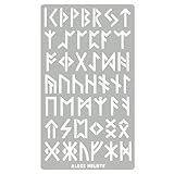 Aleks Melnyk Estêncil De Metal N 35 Runas Elder Futhark Alfabeto Antigo Estêncil De Alfabeto Mágico Sigil 1 Peça Modelo Para Queima De Madeira Gravação De Pirografia Estêncil Wicca Marcador