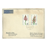 Alemanha Ddr Envelope Selos Orquideas Circulado P Brasil
