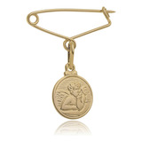 Alfinete Bebê Infantil Folheado Ouro Religioso P Batizado