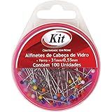 Alfinete Cabeça Vidro 31 Mm X 0 55 Mm 100 Unidades Multicolor Kit