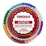 Alfinete Círculo Cabeça Redonda Colorida Roda Com 40 Alfinetes