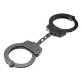 Algema De Corrente Preta Prata Policial Com Trava Invictus