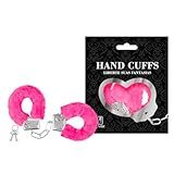 Algema Metal Fantasia Profissional Aço E Corrente Cromada Revestida Em Pelúcia Com Chave -ROSA-