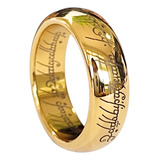 Aliança anel Senhor Dos Anéis Tungstênio Dourado Ouro 18k