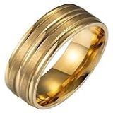 Aliança Avulsa 8mm Ouro 24k Riscada Banhada Aço Com Tungstenio Anatomica Casamento Compromisso Noivado