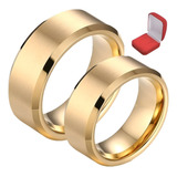 Aliança Tradicional De Tungstênio 8mm Banhada A Ouro Par