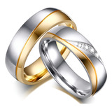 Alianças Anéis De Compromisso Namoro Banhado A Ouro E Prata