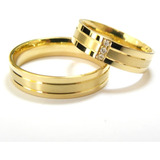 Alianças De Ouro 18k 5mm 8 Gramas Com Diamantes Casamento