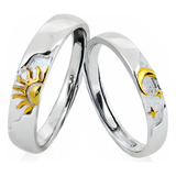 Alianças Sol E Lua Prata 925 Ouro 18k Caixinha