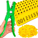 Alicate Aplicador Com 100 Brincos Grandes 7 6x6cm Bovinos