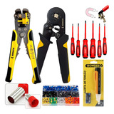 Alicate Crimpar Decapador Kit Terminal Chaves Teste